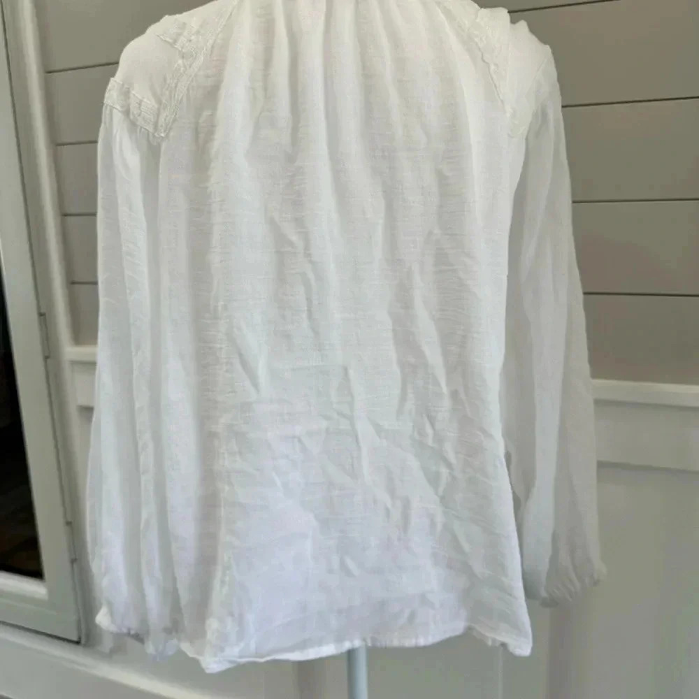 OLIVACEOUS WHITE COTTON BLEND TOP‎ - AIRY AND COOL! SIZE L - Picture 6 of 8